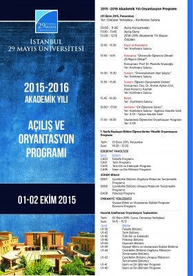 2015-2016 Akademik Yılı Açılış ve Oryantasyon Programı