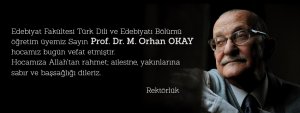 Acı Kaybımız (Prof. Dr. M. Orhan Okay)