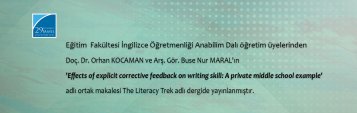 Öğretim Üyelerimizden Doç. Dr. Orhan KOCAMAN ve Arş. Gör. Buse Nur MARAL\'ın Ortak Makalesi The Literacy Trek Adlı Dergide Yayınlanmıştır
