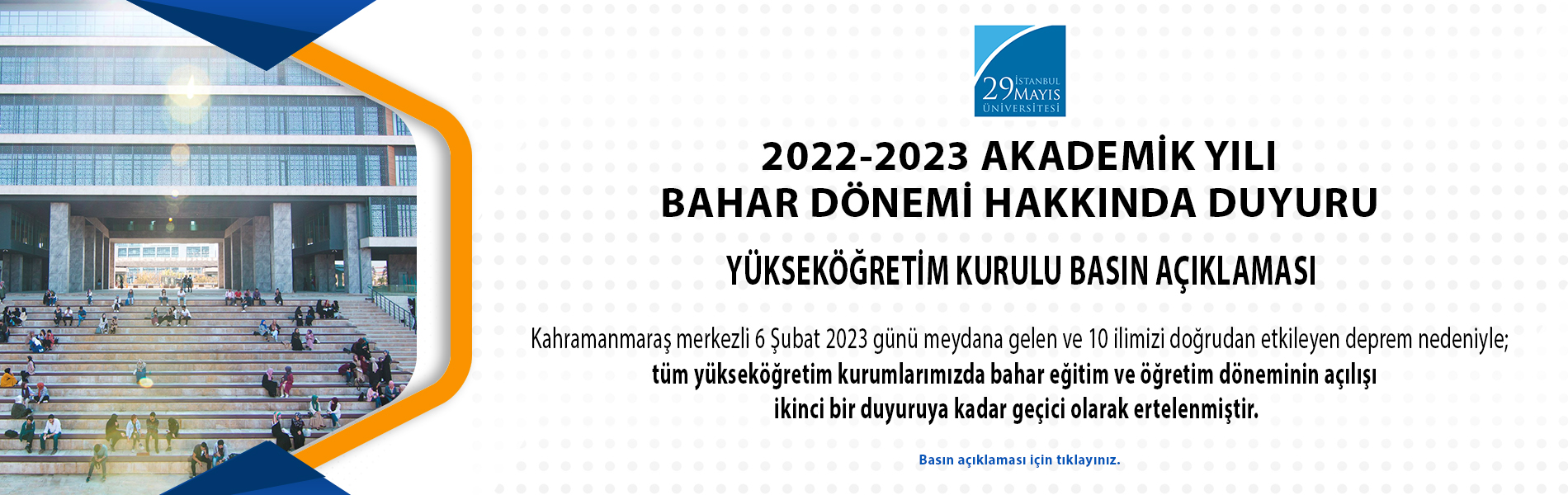 2022-2023 Eğitim Öğretim Yılı Bahar Dönemi Hakkında Yükseköğretim Kurulu Basın Açıklaması