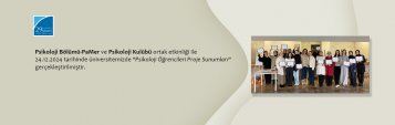Psikoloji Bölümü - PaMer ve Psikoloji Kulübü Ortak Etkinliği ile \
