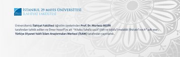 Prof. Dr. Murteza BEDİR Tarafından Tahkik Edilen ve Ömer Nesefîye ait Kitabu Tahsîlu usulil-fıkh ve tafsîlul-makâlât fîhâ alel-vech Adlı Eser, İSAM Tarafından Yayınlandı