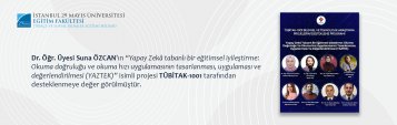 Dr. Öğr. Üyesi Suna ÖZCAN\'ın YAZTEK İsimli Projesi Tübitak-1001 Programı Tarafından Desteklenmeye Değer Görülmüştür