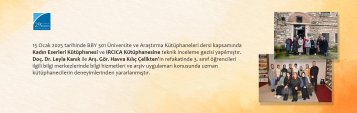 BBY 301 Üniversite ve Araştırma Kütüphaneleri Dersi Kapsamında Kadın Eserleri Kütüphanesi ve IRCICA Kütüphanesine Teknik İnceleme Gezisi Yapılmıştır
