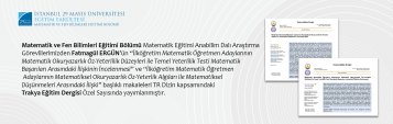 Matematik Eğitimi Anabilim Dalı Araştırma Görevlilerimizden Fatmagül ERGÜN’ün Makaleleri Trakya Eğitim Dergisi Özel Sayısında Yayımlanmıştır