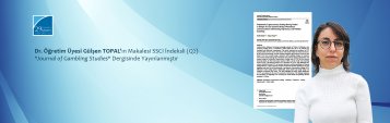 Dr. Öğretim Üyesi Gülşen TOPAL\'ın Makalesi SSCI İndeksli (Q2) \