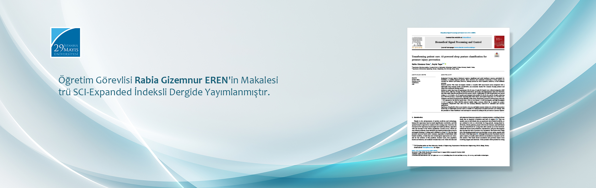 Öğretim Görevlisi Rabia Gizemnur EREN'in Makalesi trü SCI-Expanded İndeksli Dergide Yayımlanmıştır. 