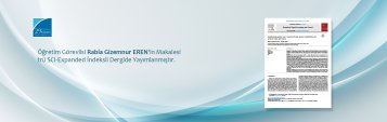 Öğretim Görevlisi Rabia Gizemnur EREN\'in Makalesi trü SCI-Expanded İndeksli Dergide Yayımlanmıştır. 