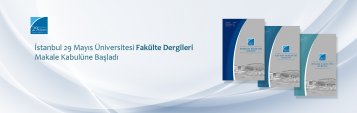 İstanbul 29 Mayıs Üniversitesi Fakülte Dergileri Makale Kabulüne Başladı