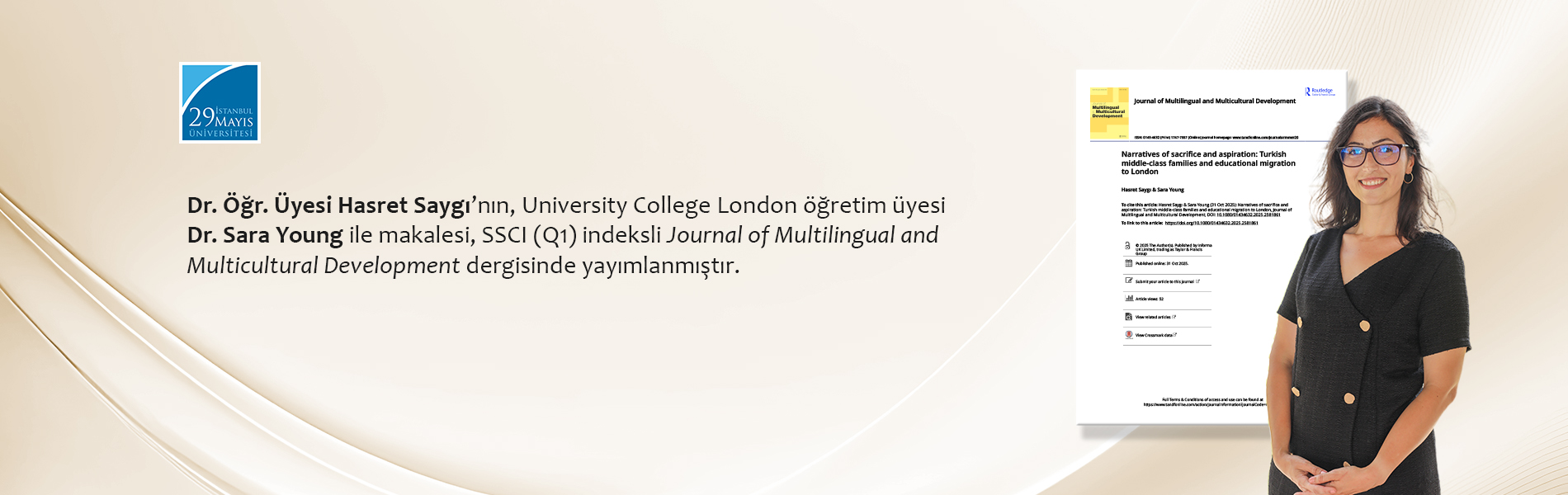 Dr. Öğr. Üyesi Hasret Saygı’nın, University College London Öğretim Üyesi Dr. Sara Young ile Makalesi, SSCI (Q1) İndeksli Dergide Yayımlanmıştır