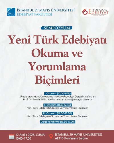 Yeni Türk Edebiyatı Okuma ve Yorumlama Biçimleri