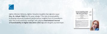 Doç. Dr. Gülşah Taşçı\'nın İlk Yazar Olduğu Çalışma International Journal of Sustainability in Higher Education (SSCI Q1) Adlı Dergide Yayınlanmıştır 