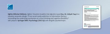  Öğretim Üyemiz Doç. Dr. Gülşah TAŞÇI\'nın Yazarları Arasında Olduğu Çalışma Springer BMC Psychology (SSCI Q1) Adlı Dergide Yayınlanmıştır