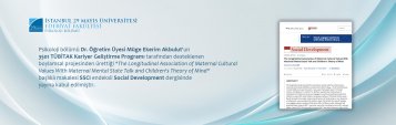 Psikoloji Bölümü Dr. Öğretim Üyesi Müge Ekerim Akbulutun 3501 TÜBİTAK Kariyer Geliştirme Programı Tarafından Desteklenen Makalesi SSCI Endeksli Social Development Dergisinde Yayına Kabul Edilmiştir