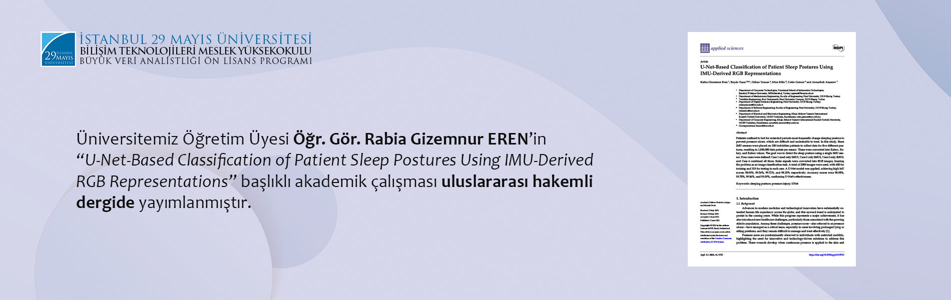 Üniversitemiz Öğretim Üyesi Öğr. Gör. Rabia Gizemnur EREN'in Akademik Çalışması Uluslararası Hakemli Dergide Yayımlanmıştır