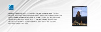 Psikoloji Bölümü Öğretim Üyelerimizden Doç. Dr. Nesrin DUMAN, Erasmus+ Personel Ders Verme Hareketliliği Kapsamında Portekiz\'de Bulunan The Autonomous University of Lisbon’u Ziyaret Etti