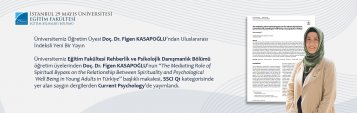 Üniversitemiz Öğretim Üyesi Doç. Dr. Figen KASAPOĞLU’ndan Uluslararası İndeksli Yeni Bir Yayın