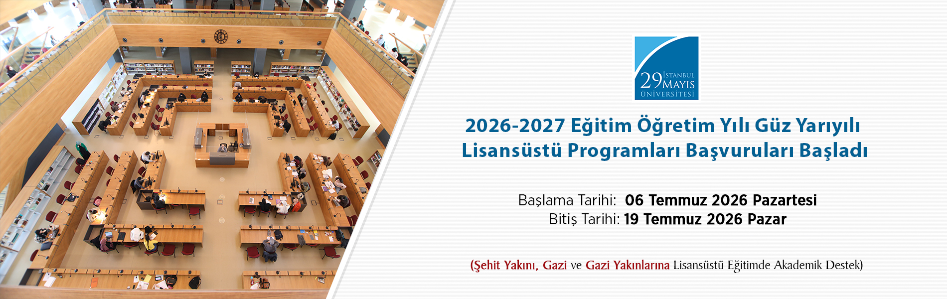2026-2027 Eğitim Öğretim Yılı Güz Yarıyılı Lisansüstü Programları Başvuruları