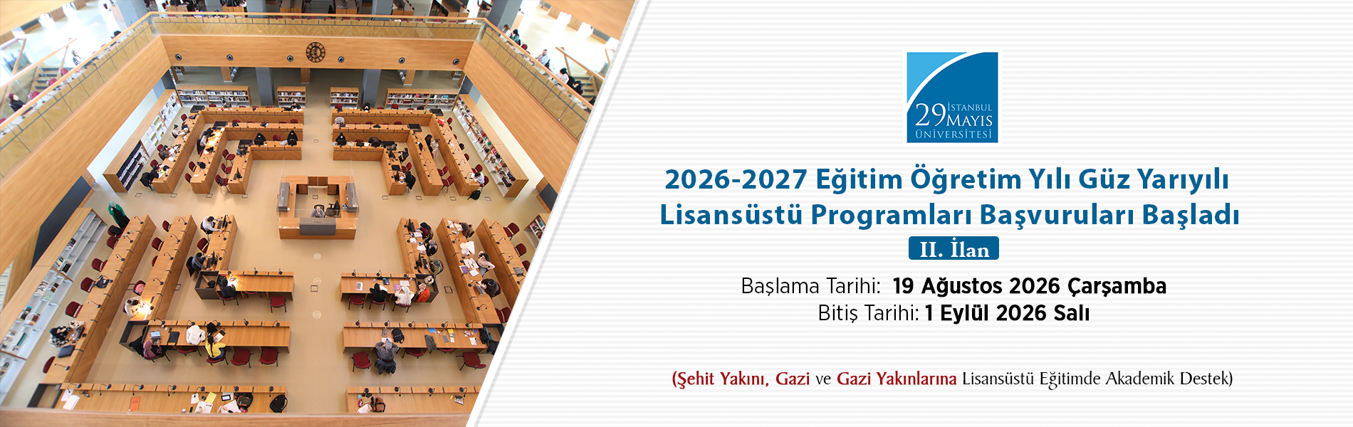 2026-2027 Eğitim Öğretim Yılı Güz Yarıyılı Lisansüstü Programları Başvuruları (II. Alım)