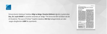 Üniversitemiz Öğretim Üyelerinden Doç. Dr. Leyla KANIK’ın Yazarları Arasında Yer Aldığı Makalesi SSCI Q2 Kategorisinde Yer Alan Saygın Dergilerden LIBRI’de Yayımlandı