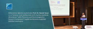 Bölümümüz Öğretim Üyelerinden Prof. Dr. Namık Yener 27-31 Temmuz 2026 tarihlerinde Çin\'in Suzhou Kentinde Düzenlenen \