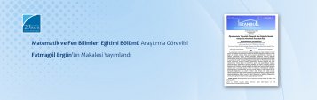 Matematik ve Fen Bilimleri Eğitimi Bölümü Araştırma Görevlisi Fatmagül Ergün’ün Makalesi Yayımlandı