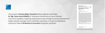 Üniversitemiz Yönetim Bilişim Sistemleri Bölümü Öğretim Üyelerinden Dr. Öğr. Üyesi Cemal GÜMÜŞ’ün Makalesi SN Business & Economics Dergisinde Yayımlandı