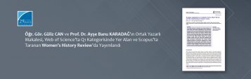 Öğr. Gör. Güliz CAN ve Prof. Dr. Ayşe Banu KARADAĞ’ın Ortak Yazarlı Makalesi, Web of Science’ta Q1 Kategorisinde Yer Alan ve Scopus’ta Taranan Women’s History Review’da Yayımlandı