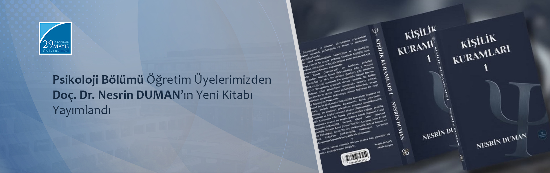 Psikoloji Bölümü Öğretim Üyelerimizden Doç. Dr. Nesrin Duman’ın Yeni Kitabı Yayımlandı