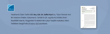 İlahiyat Fakültesi Öğretim Üyesi Arş. Gör. Dr. Saffet Kurt’un, Makalesi İslam Tetkikleri Dergisi’nde Yayımlandı