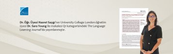 Dr. Öğr. Üyesi Hasret Saygının University College London Öğretim Üyesi Dr. Sara Young ile Makalesi Q1 Kategorisindeki The Language Learning Journalda Yayımlanmıştır