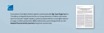 Özel Eğitim Bölümü Öğretim Üyemizin Makalesi Uluslararası Saygın Bir Dergide Yayımlandı